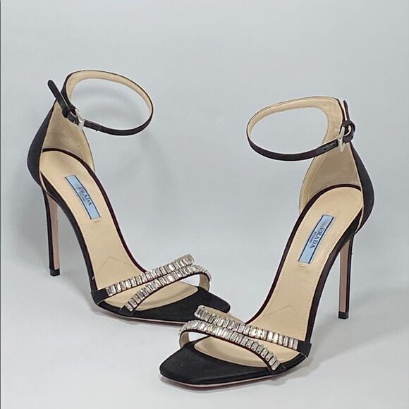 PRADA Crystal Embellished Satin Sandals - Picture 6 of 13